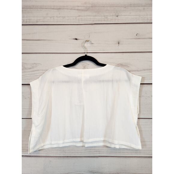 Mable Women's White Solid Sleeveless Round Neck Crop Top‎ Size Small NWT - Picture 2 of 7